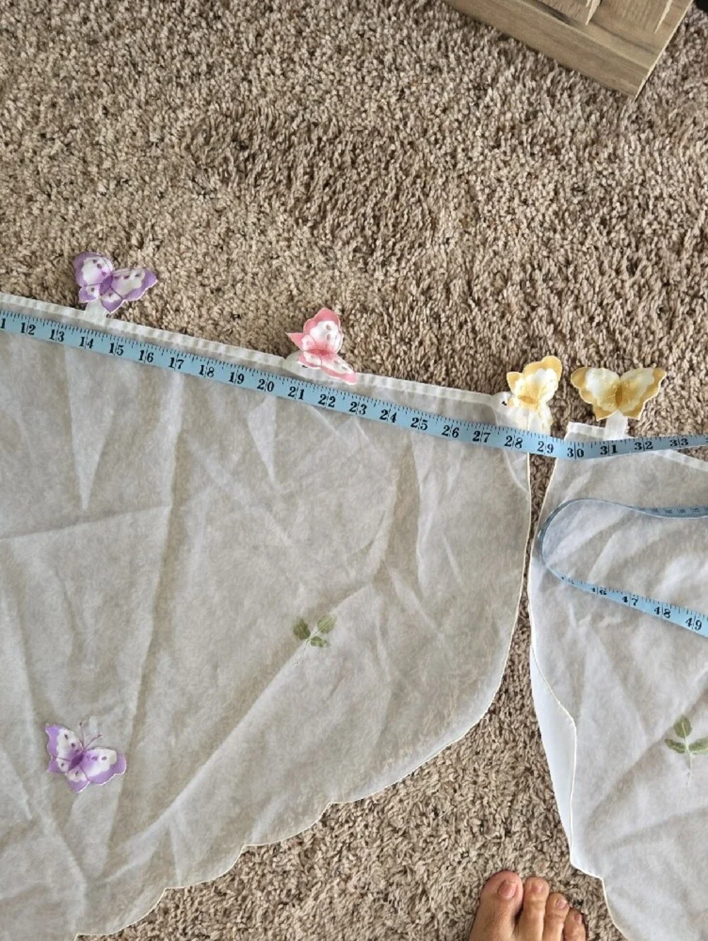 Sheer White Butterfly Scalloped Valance Set